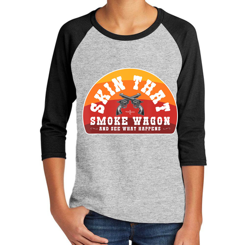 Skin That Smoke Wagon Retro Desert Sunset Western Youth 3/4 Sleeve | Artistshot