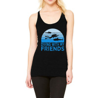 Funny Scuba Diver Swimming Freediving Shark Diving Racerback Tank | Artistshot