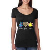 Rubber Duck Leopard Heart Peace Yellow Rubber Duck Women's Triblend Scoop T-shirt | Artistshot