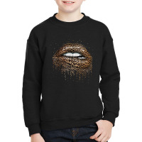 Womens Cool Lips Bite Kiss Me Leopard Print Cheeta Youth Sweatshirt | Artistshot