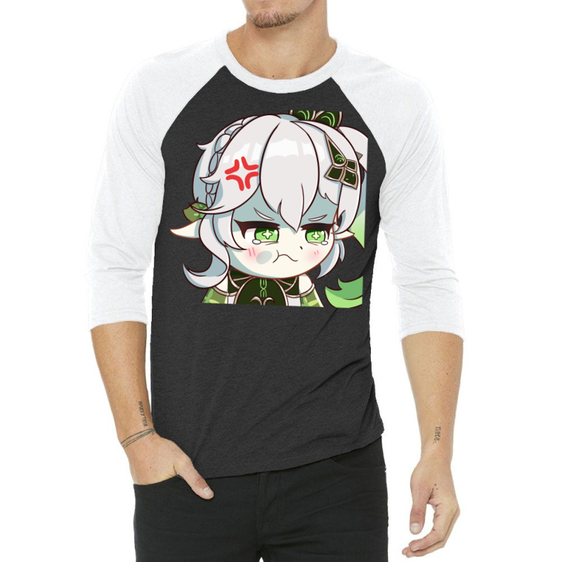 Chibi Nahida Mad & Angry 3/4 Sleeve Shirt by trhonyjarezm | Artistshot