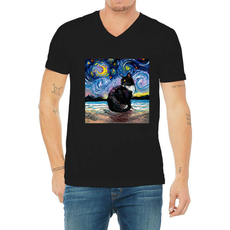 Trending Black Tuxedo Cat Night 2 V-neck Tee | Artistshot