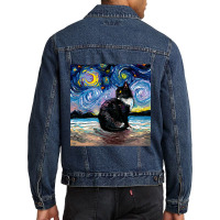 Trending Black Tuxedo Cat Night 2 Men Denim Jacket | Artistshot