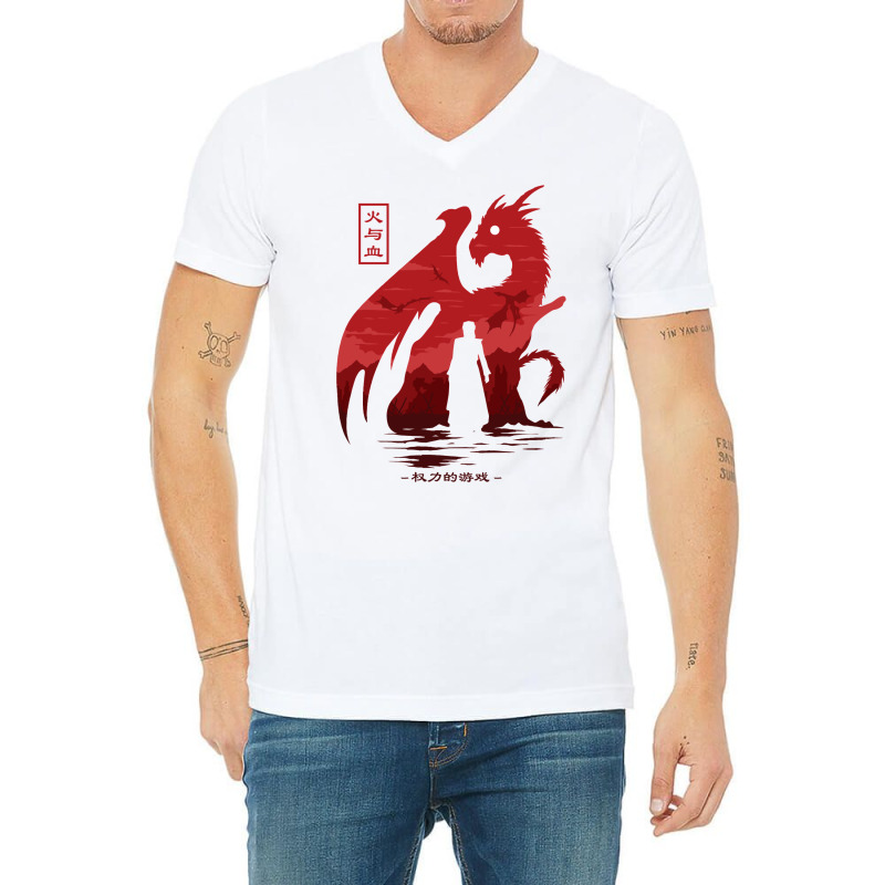 Fire And Blood V-Neck Tee by elmirnaswaa | Artistshot