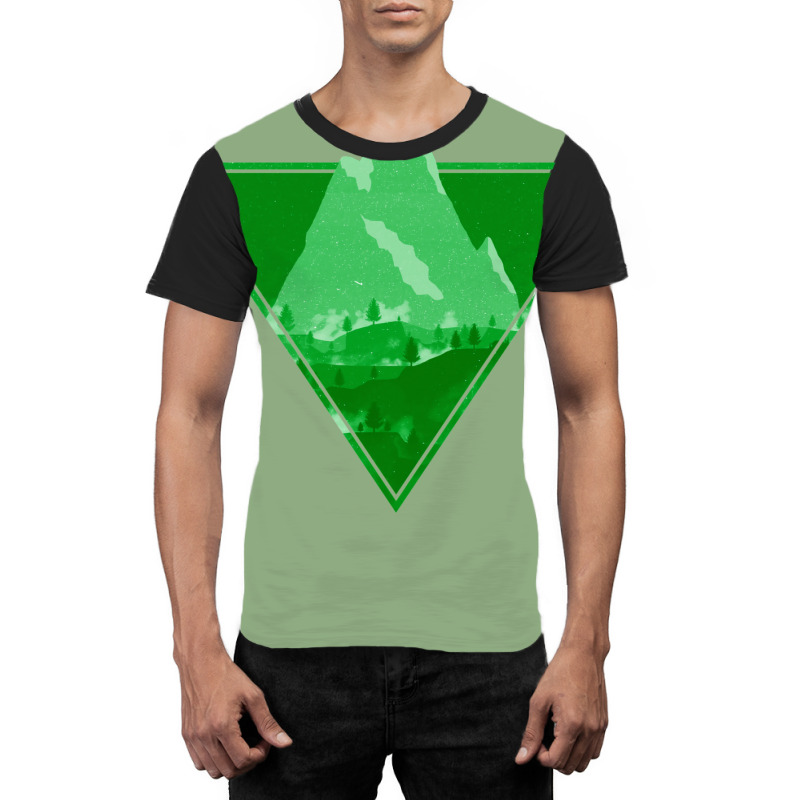 Green Aesthetic Mountain Graphic T-shirt | Artistshot