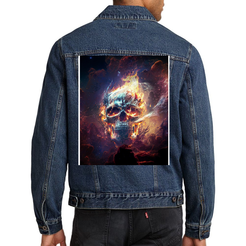 Fire Skull Men Denim Jacket by elmirnaswaa | Artistshot