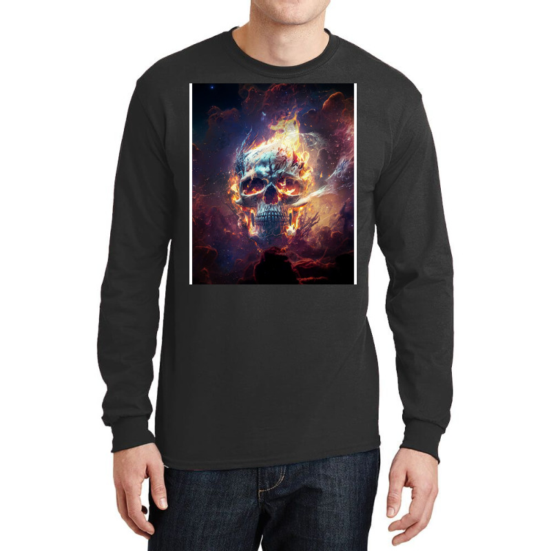 Fire Skull Long Sleeve Shirts by elmirnaswaa | Artistshot