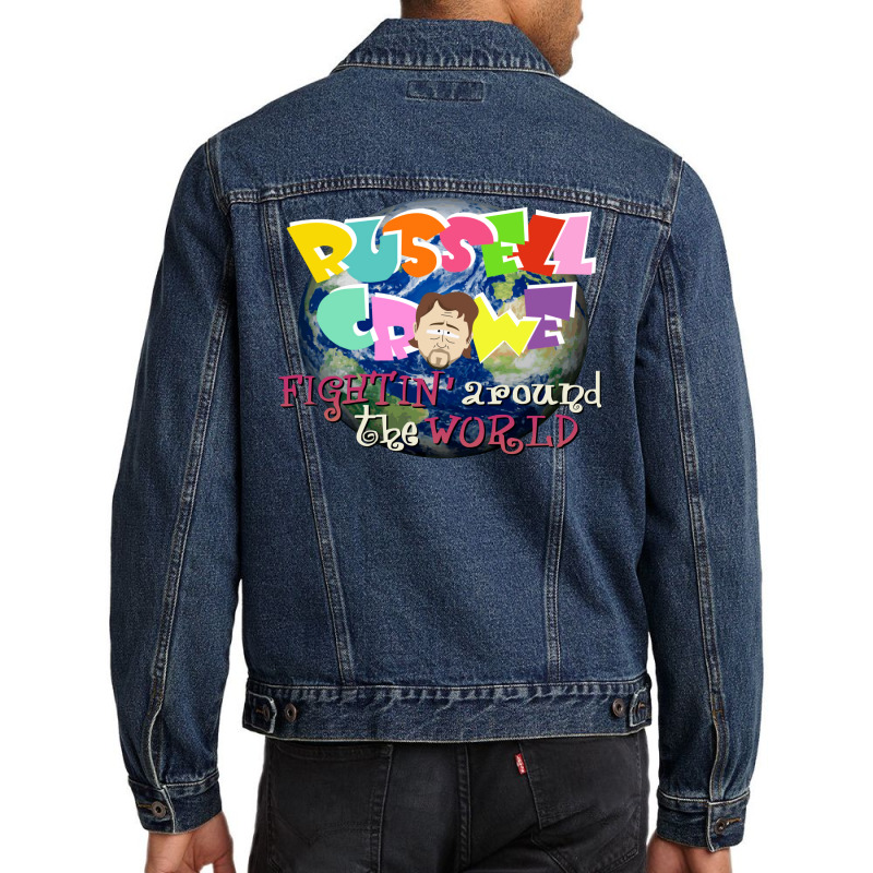 Russel Crowe Fightin' Around The World (south Park Men Denim Jacket | Artistshot