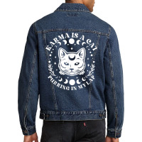 Karma Is A Cat Purring In My Lap Celestial T Shirt Men Denim Jacket | Artistshot