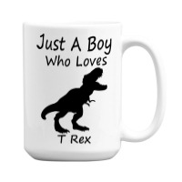 New Just A Boy Who Loves T Rex Silhouette Design 15 Oz Coffee Mug | Artistshot