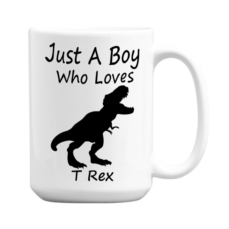 New Just A Boy Who Loves T Rex Silhouette Design 15 Oz Coffee Mug | Artistshot