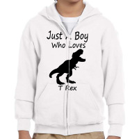 New Just A Boy Who Loves T Rex Silhouette Design Youth Zipper Hoodie | Artistshot