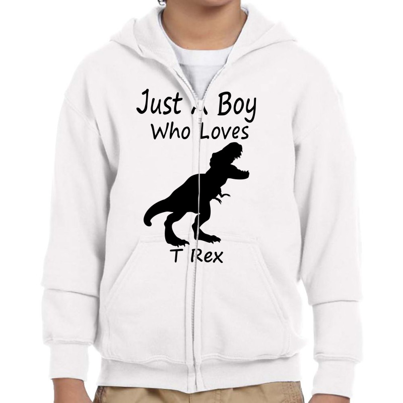 New Just A Boy Who Loves T Rex Silhouette Design Youth Zipper Hoodie | Artistshot