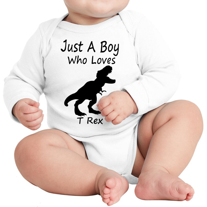 New Just A Boy Who Loves T Rex Silhouette Design Long Sleeve Baby Bodysuit | Artistshot