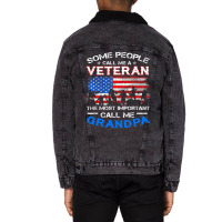 Proud Army Veteran Grandpa Fathers Day Shirt Gifts Unisex Sherpa-lined Denim Jacket | Artistshot