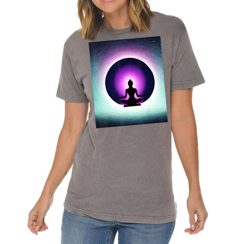 Yoga Girl Female Sun Salutation Meditation Chakra Vintage T-Shirt by heffopance | Artistshot