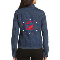 Happy 4th Of July American Flag Patriotic Usa Dalm Ladies Denim Jacket | Artistshot