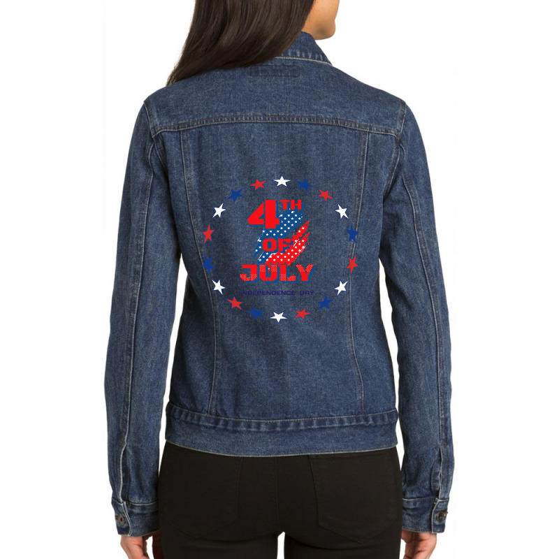 Happy 4th Of July American Flag Patriotic Usa Dalm Ladies Denim Jacket by JESSICASIMONSEN | Artistshot