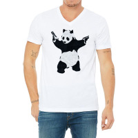 Banksy Panda With Guns V-neck Tee | Artistshot