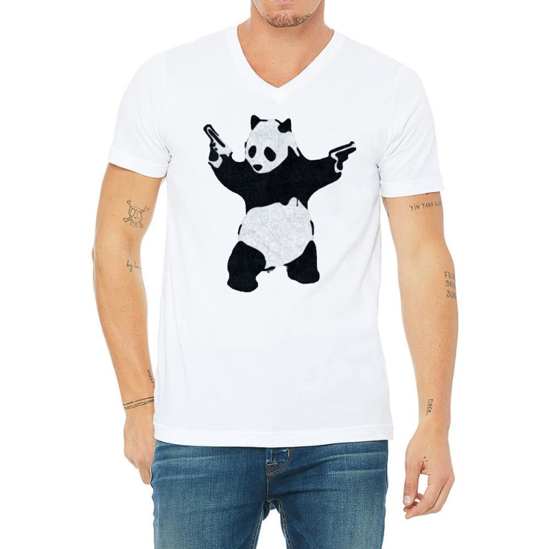 Banksy Panda With Guns V-Neck Tee by venooskafilav | Artistshot