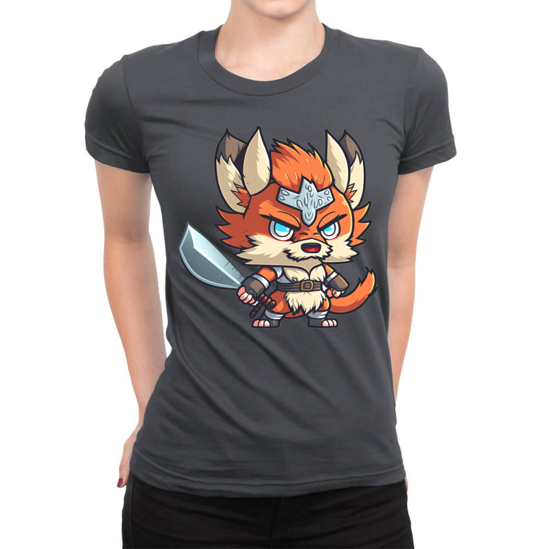 Chibi Fox D&d Barbarian Class  Dnd Animal Clas Ladies Fitted T-Shirt by aiokgoqid | Artistshot