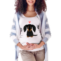 Black And Tan Longhaired Dachshund Cartoon Dog Wit Maternity Scoop Neck T-shirt | Artistshot