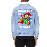 Duck The Halls Christmas Portrait Unisex Sherpa-lined Denim Jacket | Artistshot