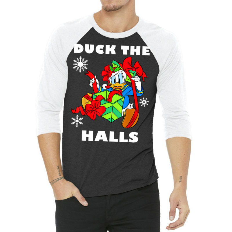 Duck The Halls Christmas Portrait 3/4 Sleeve Shirt by venooskafilav | Artistshot