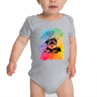 Shirt With Yorkie Dog Motif Colour Gradient Heart Baby Bodysuit | Artistshot