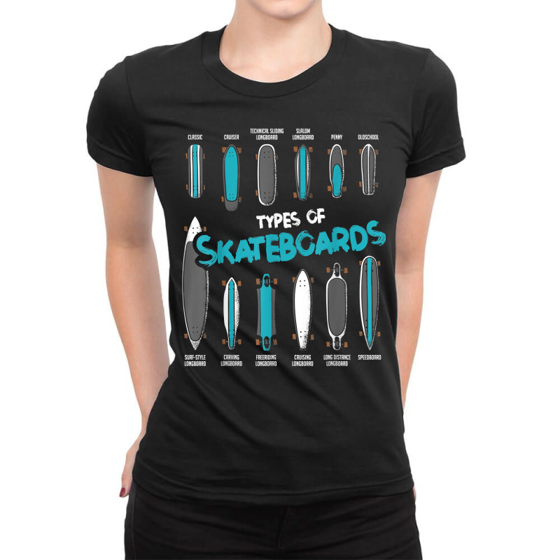 Types Of Skateboards Retro Boy Girl Skateboard Gif Ladies Fitted T-Shirt by coyagota | Artistshot