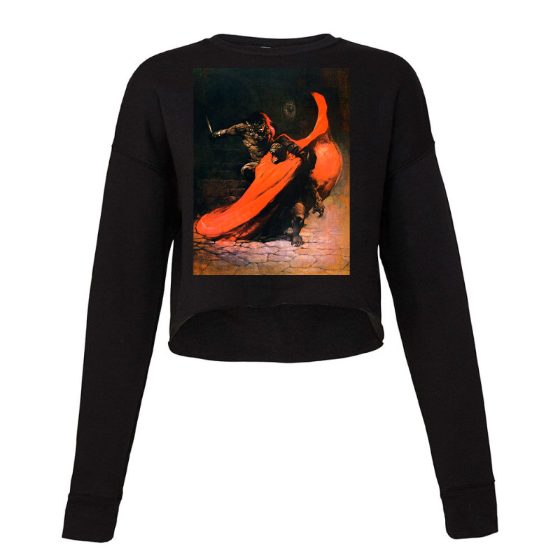 Frank Frazetta   Conan The Barbarian 1 Cropped Sweater by wollapgali | Artistshot