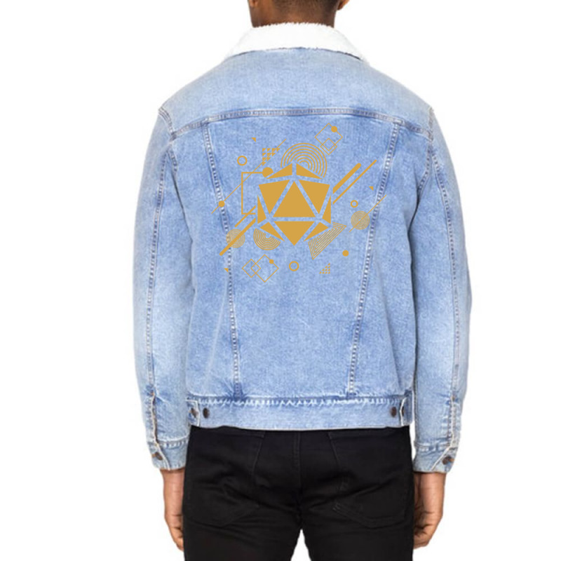 Retro Narrator Polyhedral D20 Dice Unisex Sherpa-lined Denim Jacket | Artistshot