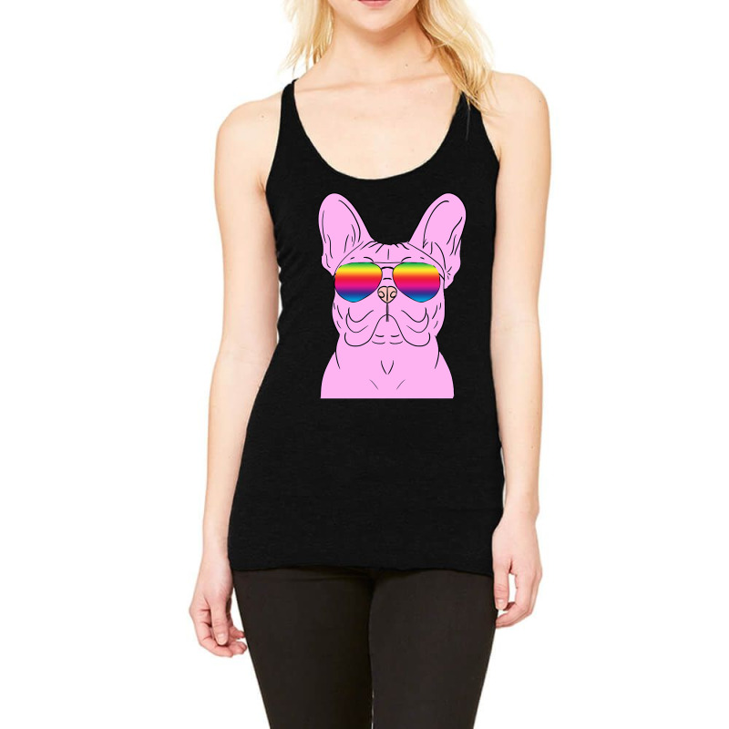 Trending Hipster Pink Frenchie French Bulldog Dog Racerback Tank by rebeccacameron | Artistshot