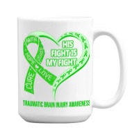 Limited Edition His Fight Is My Fight Ribbon Heart 15 Oz Coffee Mug | Artistshot