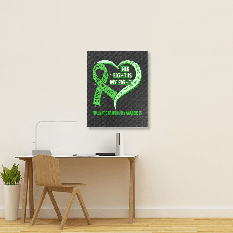 Limited Edition His Fight Is My Fight Ribbon Heart Portrait Canvas Print | Artistshot