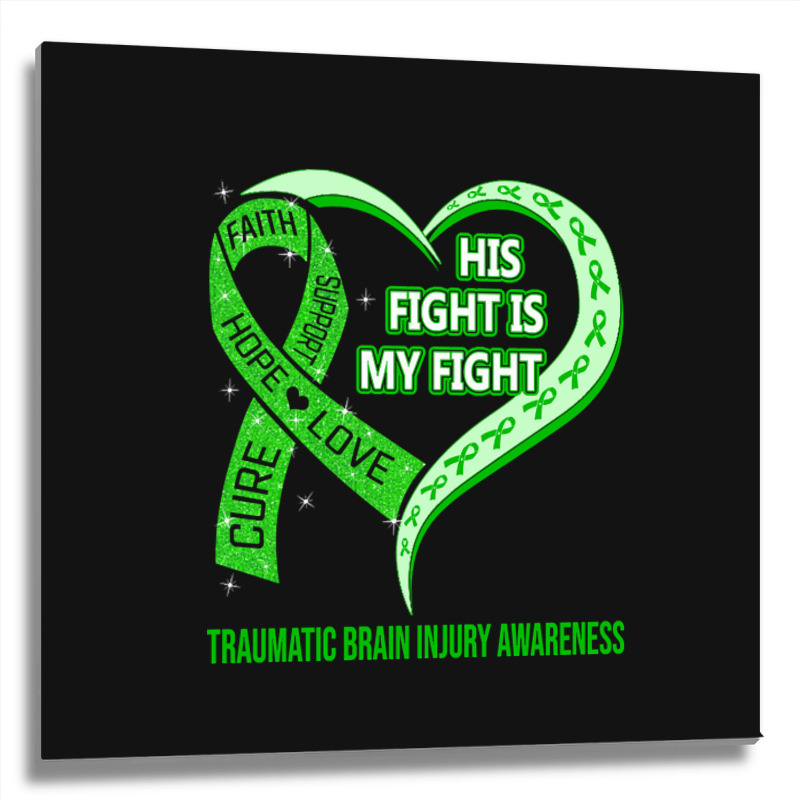 Limited Edition His Fight Is My Fight Ribbon Heart Metal Print Square | Artistshot