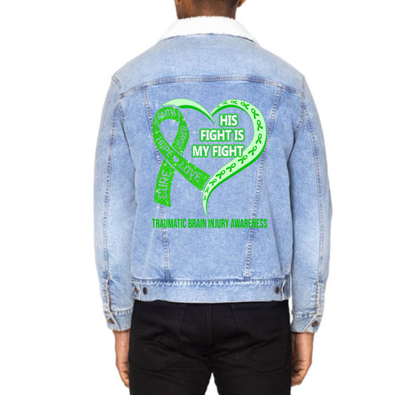 Limited Edition His Fight Is My Fight Ribbon Heart Unisex Sherpa-lined Denim Jacket | Artistshot