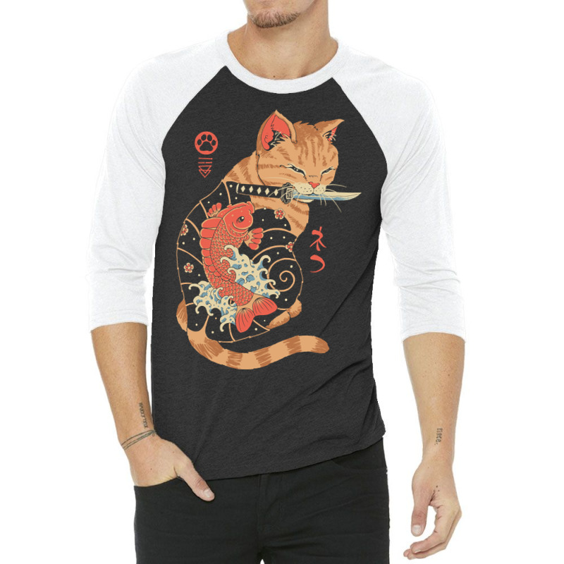 Limited Edition Carp Tattooed Cat 3/4 Sleeve Shirt by centralfantast | Artistshot