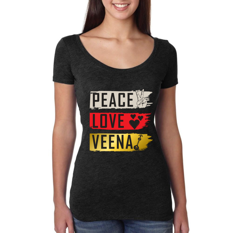 Peace Love Veena Instrument Veena Player Veena Vio Women's Triblend Scoop T-shirt by SusanLynnHartmann | Artistshot