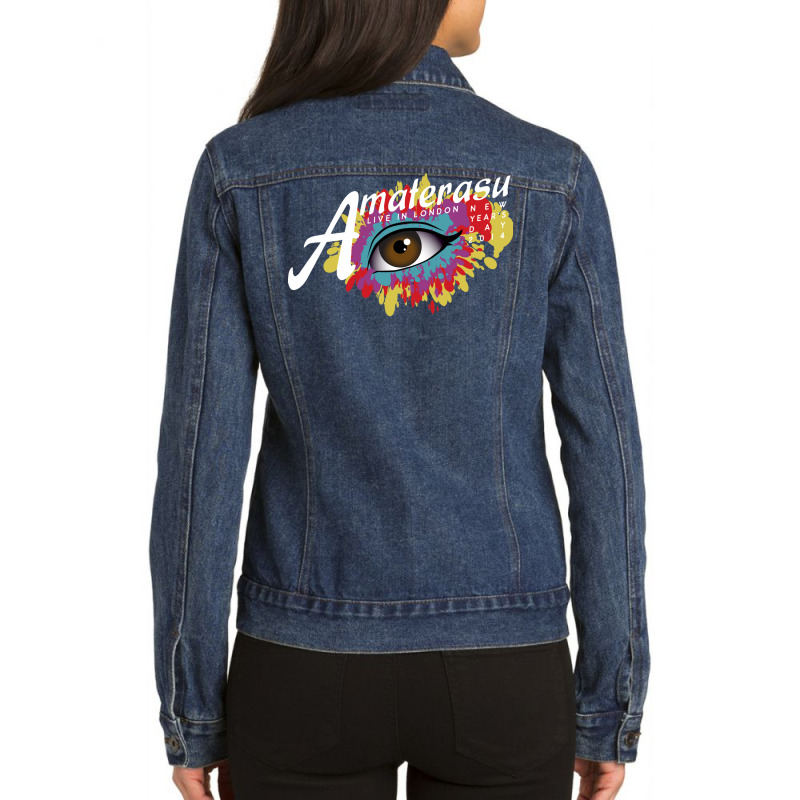 Amaterasu (white Text) Ladies Denim Jacket | Artistshot