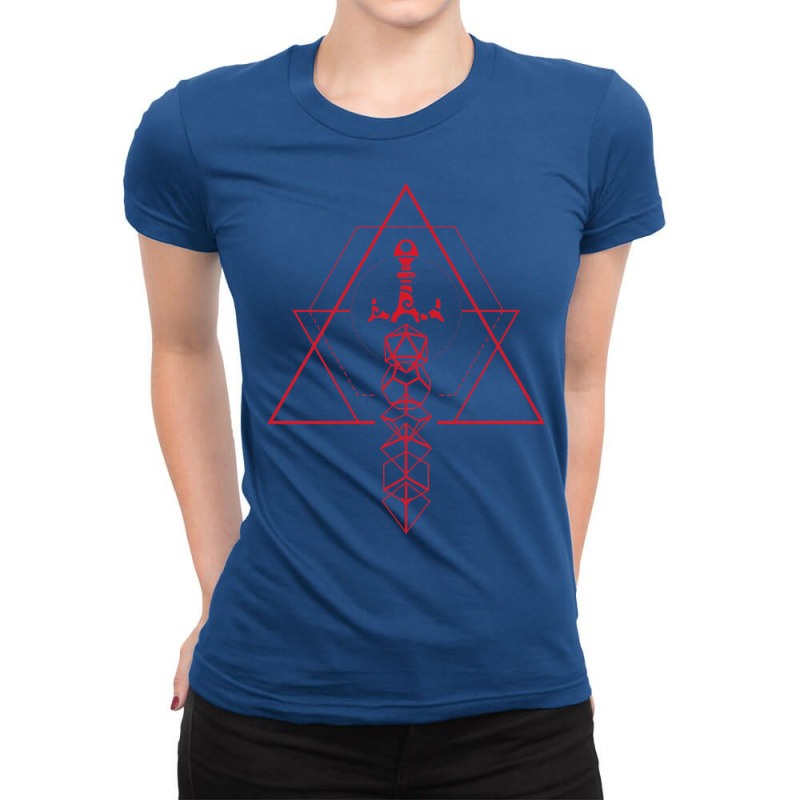 Polyhedral Dice Sword Set Geometric Symbols Ladies Fitted T-shirt | Artistshot