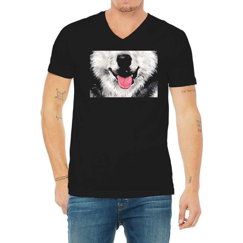 Husky T  Shirtfunny Siberian Husky Lover Face Mask Cute Husky Dog Mout V-Neck Tee by misael23496 | Artistshot