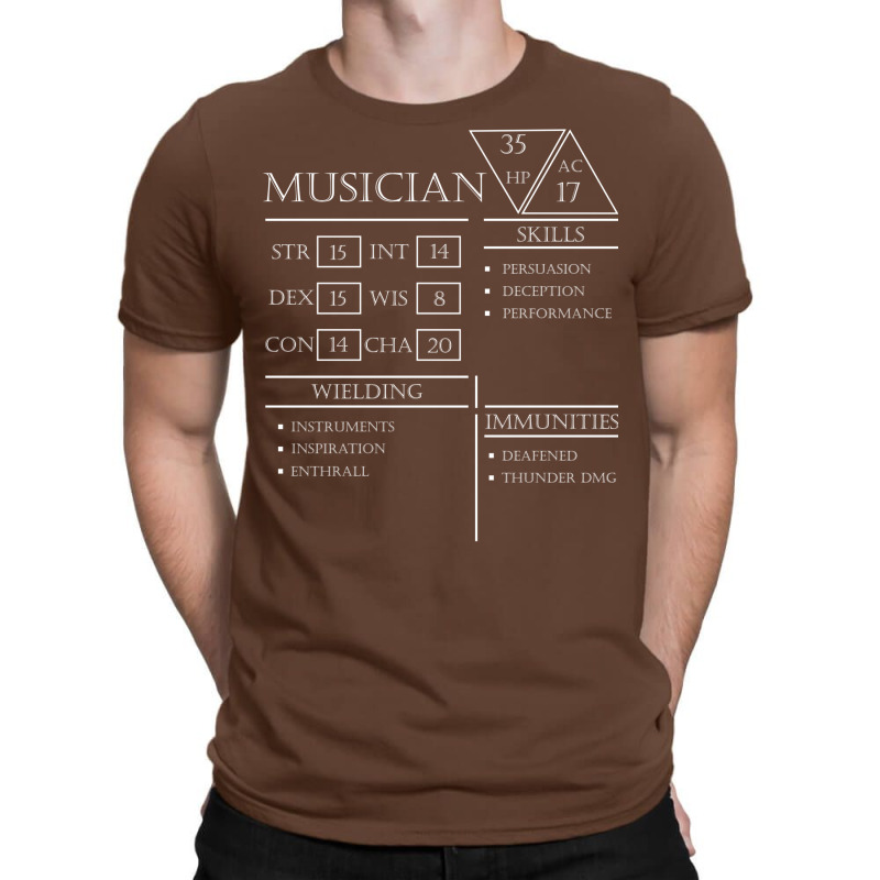 Musician Stats   Character Sheet   White T-shirt | Artistshot