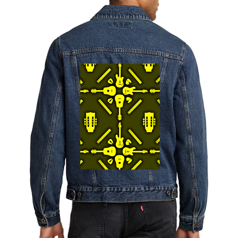 Guitar Yellow Seamless Wallpaper Men Denim Jacket | Artistshot