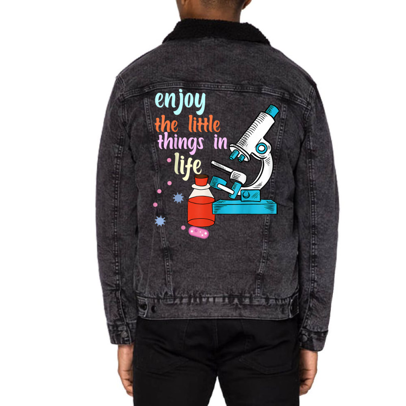 Funny Microscope Microbiologists Biology Nerd Scie Unisex Sherpa-lined Denim Jacket | Artistshot