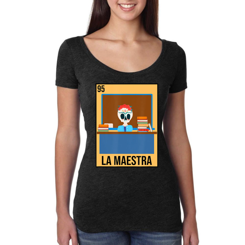 La Maestra Floral Skull Spanish Latina Bilingual T Women's Triblend Scoop T-shirt by dong | Artistshot