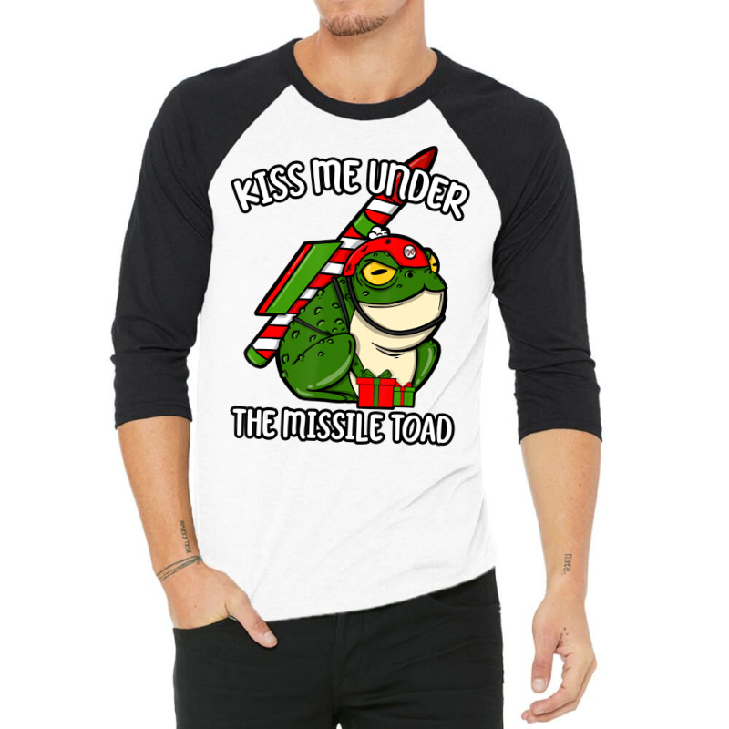 Kiss Me Under The Missile Toad Funny Christmas Hol 3/4 Sleeve Shirt | Artistshot