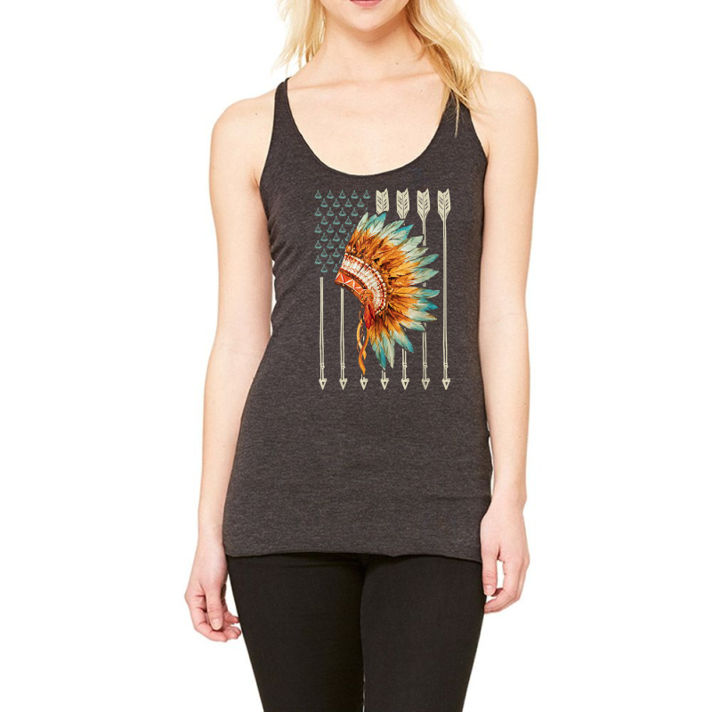 Native American Usa Flag T Shirt Racerback Tank by kulowbu | Artistshot