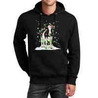 Cow Reindeer Hat Santa Christmas Lights Funny Cow  Unisex Hoodie | Artistshot