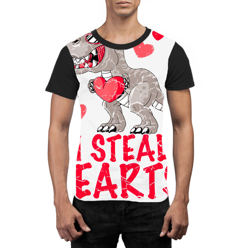 I Steal Hearts Trex Dino Boys Valentines Day Dinos Graphic T-shirt | Artistshot